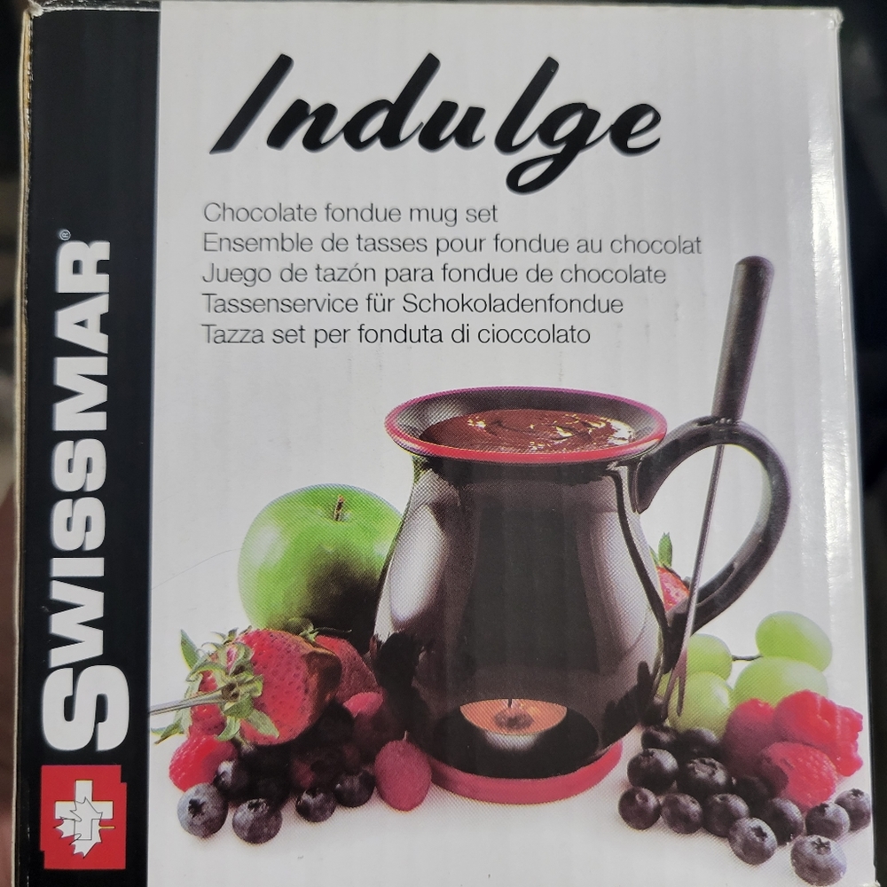 SWISSMAR Sweetheart Chocolate Fondue Set Ceramic Mug, 2 forks and Candle  NEW